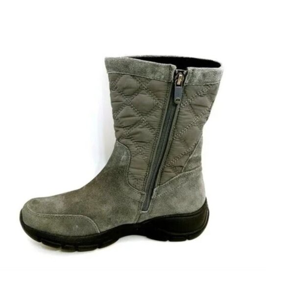 Land’s End, Suede Winter Boots Quilted Zip, Slate Frost Gray, 6.5B - Picture 3 of 7